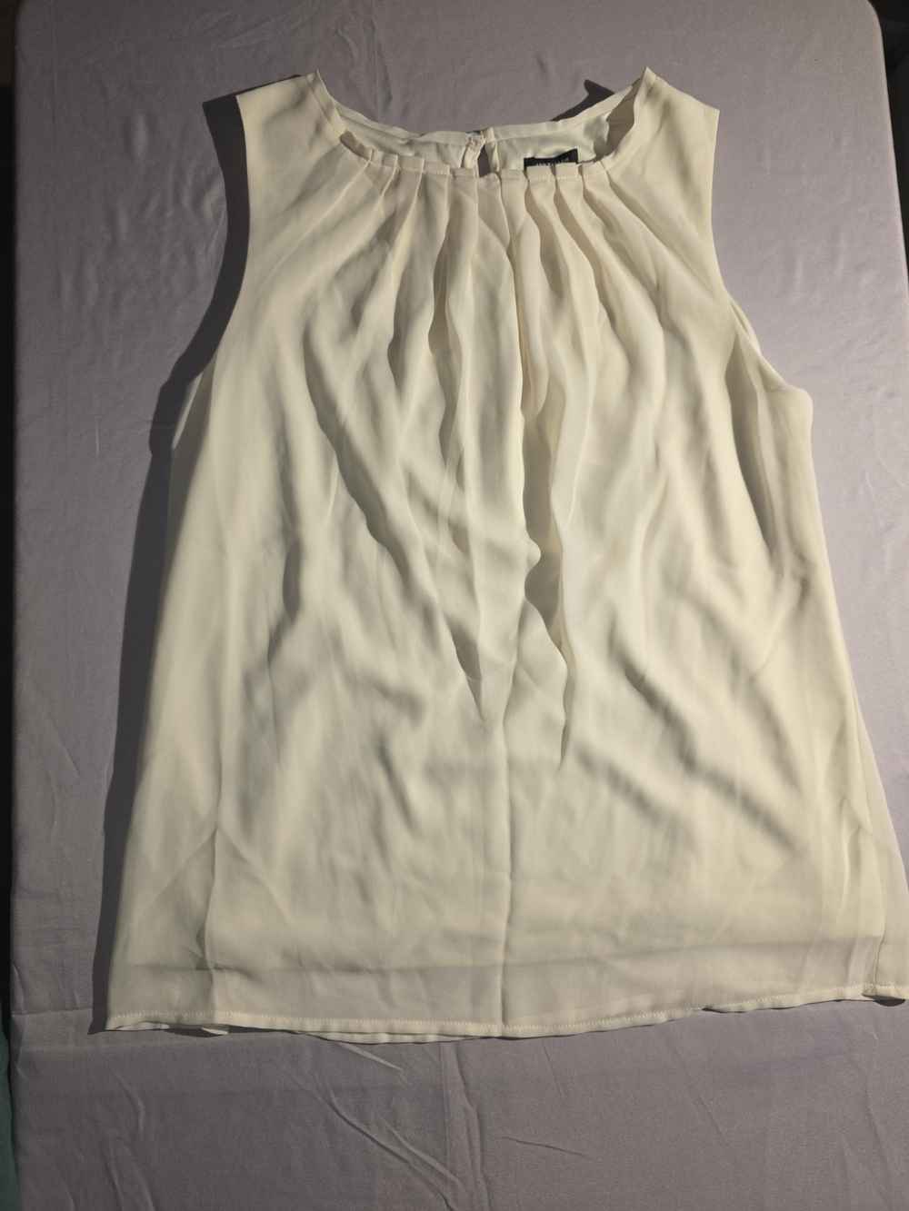 Ann Taylor Sleeveless Pleated Front Top - Cream